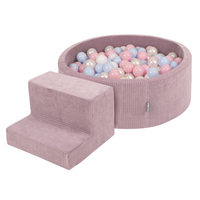 KiddyMoon Parcours Motricité En Mousse Avec Balles Enfants Favorise Créativité, Violet : bleu pastel/perle/rose poudré/blanc, Piscine (100 Balles) + Marches