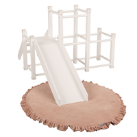 KiddyMoon aire de jeux en bois avec toboggan pour enfants, blanc, UNI