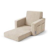 KiddyMoon Fauteuil Pliable pour Enfant en Mousse Canapé Convertible 2 en 1, beige, UNI