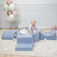 KiddyMoon Parcours Motricité En Mousse Avec Balles Enfants Favorise Créativité, ciemnoszary: pastelowy beż-biały-perła