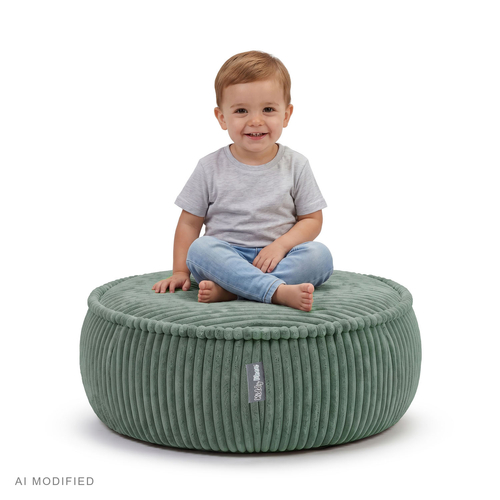 KiddyMoon Pouf enfant en mousse avec housse amovible, gris clair, L