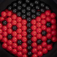 KiddyMoon Balles Colorées Plastique ∅7cm pour Piscine Enfant Bébé Fabriqué en EU, noir/rouge, 100 Balles/7cm