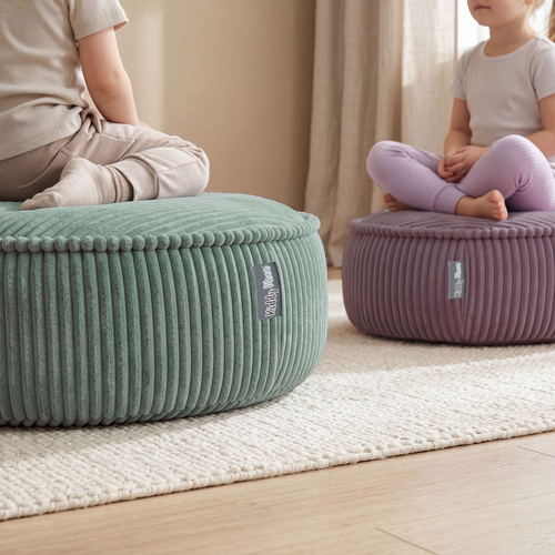 KiddyMoon pouf rond en polyester pour chambre d'enfant, violet, L