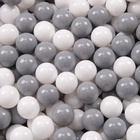 KiddyMoon Balles Colorées Plastique ∅7cm pour Piscine Enfant Bébé Fabriqué en EU, blanc/gris, 100 Balles/7cm