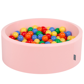 KiddyMoon Piscine à Balles ∅ 7Cm pour Bébé Rond Fabriqué En UE, rose:jaune/vert/bleu/rouge/orange, 90x30cm/300 balles