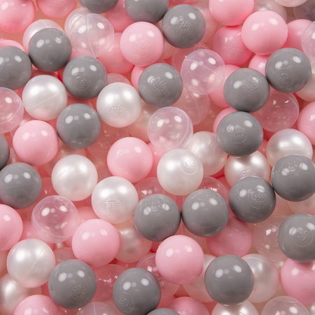 Tente Château Pour Enfants Tente de Jeu Avec Balles Colorées Jouet Cabane Pop-up Château Facile À Monter Maison de Jeu Pour Intérieur et Extérieur, gris: perle-gris-transparent-rose poudré, 105x90cm/100 balles