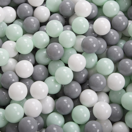 KiddyMoon Aire De Jeux en Mousse avec Carré Piscine À Balles pour Enfants, bleu foncé:blanc/gris/menthe, Piscine (100 Balles)+ Pente