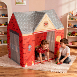 Tente De Jeu Pompier pour Enfants Forme De Pavillon Pour Bébés Design Pliable Tente Pop-Up Réaliste Inspiré Utilisation Intérieure Et Extérieure, rouge-gris, SANSballes