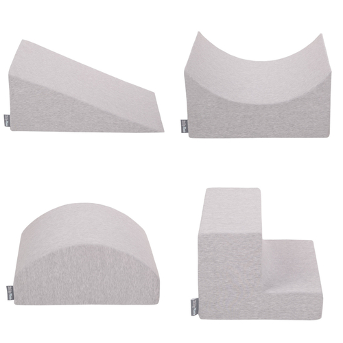 KiddyMoon Aire De Jeux en Mousse avec Quart Angulaire Piscine À Balles pour Bébé, gris clair: perle/gris/transparent/rose poudré, Piscine (300 Balles) + Version 5