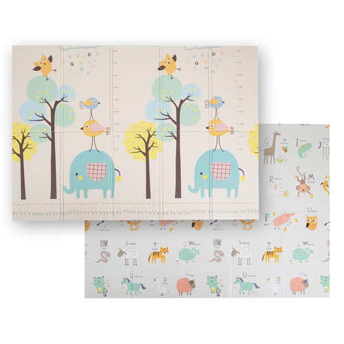 KiddyMoon Tapis de Jeu pour Enfant Bébé Tapis Mousse Tapis de Sol Tapis d'éveilBebe Reversible Stimulation De L'Imagination Pliable Pour L'Intérieur Et L'Extérieur, vert-forêt, 150x200x1cm