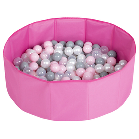 piscine à balles multicolores piscine pliable pour les enfant, rose: perle/gris/transparent/ rose poudré, 300 balles