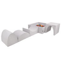 KiddyMoon Aire De Jeux en Mousse avec Carré Piscine À Balles pour Enfants, gris clair: jaune/vert/bleu/rouge/orange, Piscine (200 Balles) + Version 1