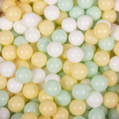 KiddyMoon Balles Colorées Plastique ∅7cm pour Piscine Enfant Bébé Fabriqué en EU, jaune pastel/blanc/menthe