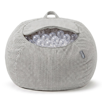 KiddyMoon Pouf pour Enfants 2-en-1 Rangement pour Jouets, 80x80x50cm, gris clair