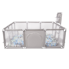 Parc Bébé avec Balles Plastiques Aire De Jeu Pliable Basket Football, gris:perle/gris/transparent/babyblue/menthe, 900 balles
