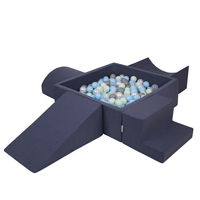 KiddyMoon Aire De Jeux en Mousse avec Carré Piscine À Balles pour Enfants, bleu foncé:perle/gris/transparent/babyblue/menthe, Piscine (200 Balles) + Version 5