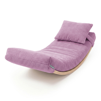 KiddyMoon Matelas avec Oreiller Set pour Planche D'équilibre Housse Amovible en Tissu Côtelé, violet clair, Matelas/Oreiller