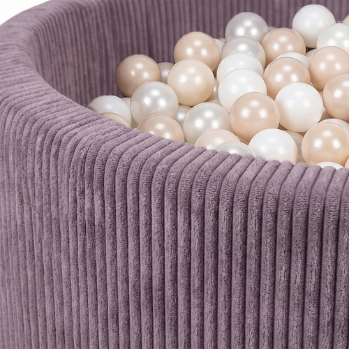 KiddyMoon Piscine Bébé, Piscine À Balles Pour Bébé Et Enfant, Piscine Enfant En Mousse Douce, Housse Côtelée Lavable, Violet: Beige pastel/Blanc/Perle, 90x30cm/200 Balles