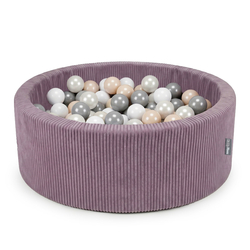 KiddyMoon Piscine Bébé, Piscine À Balles Pour Bébé Et Enfant, Piscine Enfant En Mousse Douce, Housse Côtelée Lavable, Violet: Beige pastel/Blanc/Perle/Gris, 90x30cm/200 Balles