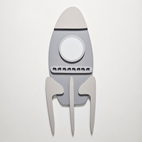 Déco murale KiddyMoon Relief 3D décoration en bois contreplaqué, fusée : gris, UNI