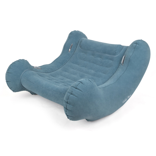 KiddyMoon Fauteuil Sensoriel Gonflable À Bascule Enfant Avec Poignées Et Pompe, bleu, L