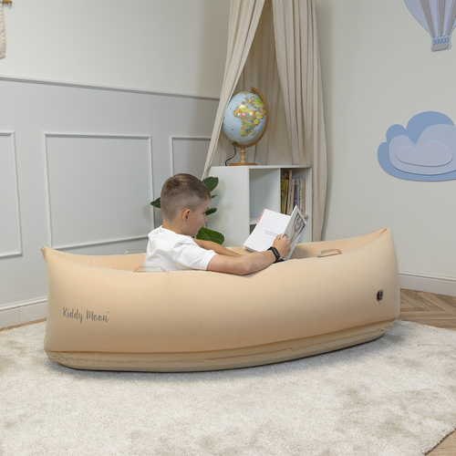 KiddyMoon Gonflable Fauteuil Sensoriel Enfant Avec Poignées Et Pompe, beige, L
