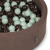 KiddyMoon Piscine à Balles Boules 7 cm pour un Remplissage plus Généreux Pour Bébés au Housse Teddy, Convient dès 8 Mois, Marron: Menthe/Marron