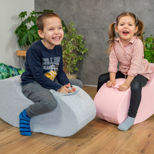 KiddyMoon Hopper Bascule-Sauteur pour les Enfants Bébé Balancelle Bean, gris clair, 78x35x25cm