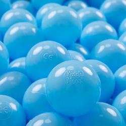KiddyMoon Balles Colorées Plastique ∅7cm pour Piscine Enfant Bébé Fabriqué en EU, bleu clair, 100 Balles/7cm