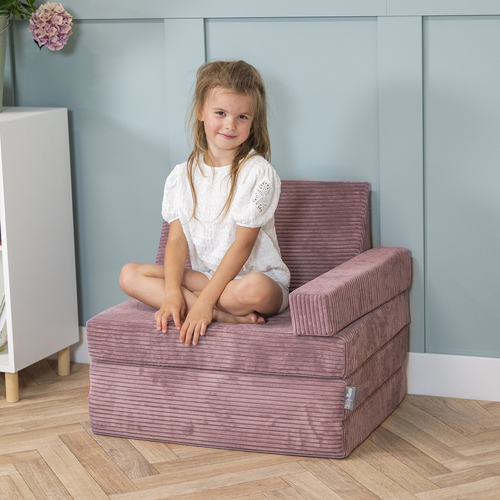 KiddyMoon Fauteuil Enfant Convertible en Mousse, Fauteuil pour Enfants Chaise pour Chambre d'Enfants Matelas Pliable Matelas Fauteuil Relax Fauteuil Douillet, violet, Fauteuil avec Oreiller