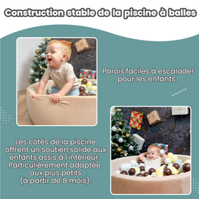 KiddyMoon Piscine à Balles ∅ 7Cm pour Bébé Rond Fabriqué En UE, gris foncé: blanc/noir/argenté, 90x30cm/200 balles