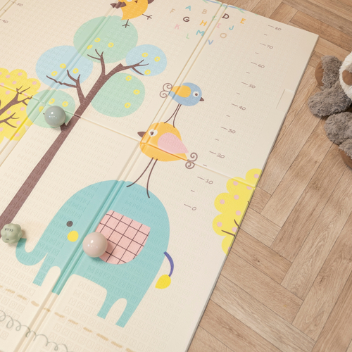 KiddyMoon Tapis de Jeu pour Enfant Bébé Tapis Mousse Tapis de Sol Tapis d'éveilBebe Reversible Stimulation De L'Imagination Pliable Pour L'Intérieur Et L'Extérieur, vert-forêt, 150x200x1cm