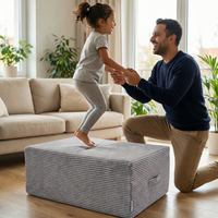 KiddyMoon Coussin Sauteur Enfant Mini Trampoline Interieur Rembourrage A Ressorts Housse Amovible En Tissu Cotele Deux Poignees Des 3 Ans, Gris Foncé, Mini Trampoline