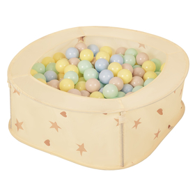 NK-200X piscine aire de jeux pliable avec balles, beige clair: beige pastel/bleu pastel/jaune pastel/menthe, 400 Balles