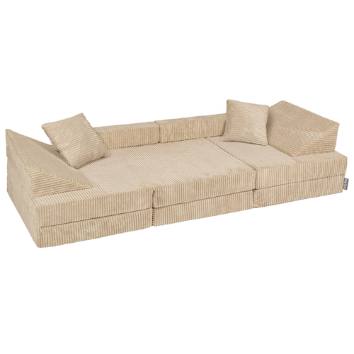 KiddyMoon Canapés Pliant pour Enfants Canapé-Lit Convertible Bébés-Canapé Lit Coucher Salle de Jeux Pliable Matelas au Sol Mini-Canapé Chaise-Lit, beige, Canapés avec 2 Oreillers