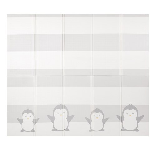 KiddyMoon Tapis de Jeu pour Enfant Bébé Tapis Mousse Tapis de Sol Tapis d'éveilBebe Reversible Stimulation De L'Imagination Pliable Pour L'Intérieur Et L'Extérieur, blanc-pingouin, 180x200x1cm
