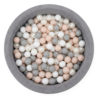 KiddyMoon Piscine Bébé, Piscine À Balles Pour Bébé Et Enfant, Piscine Enfant En Mousse Douce, Housse Côtelée Lavable, Gris foncé: Beige pastel/Blanc/Perle/Gris, 90x30cm/200 Balles