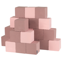 KiddyMoon Blocs Souples Jouets pour Bébé Mousse Squeeze Jouer Jouet Éducatif, cubes: bruyère-rose, 24 Pieces