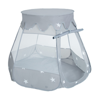 Tente Château Pour Enfants Tente de Jeu Avec Balles Colorées Jouet Cabane Pop-up Château Facile À Monter Maison de Jeu Pour Intérieur et Extérieur, gris: perle-gris-transparent-babyblue-menthe, 105x90cm/200 balles
