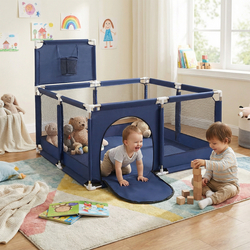 parc bébé avec balles plastiques aire de jeu pliable basket, Bleu, SANS Balles