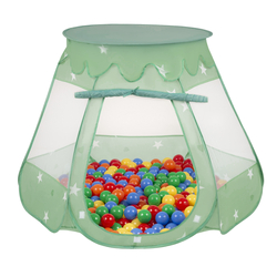 Tente Château Pour Enfants Tente de Jeu Avec Balles Colorées Jouet Cabane Pop-up Château Facile À Monter Maison de Jeu Pour Intérieur et Extérieur, menthe:jaune/vert/bleu/rouge/orange, 105x90cm/100 balles