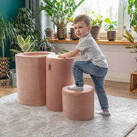 KiddyMoon Aire De Jeux En Mousse Modulable Pour Enfants Avec Housses Amovibles Résistantes Et Matériaux Doux Favorisant Imagination Et Créativité, rose des sables, Pouf/Pouf