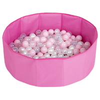 piscine à balles multicolores piscine pliable pour les enfant, rose: rose poudré/perle/transparent, 300 balles