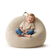 KiddyMoon Pouf pour Enfants 2-en-1 Rangement pour Jouets, 80x80x50cm, beige