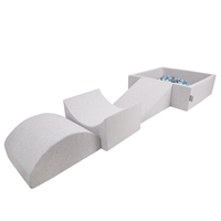 KiddyMoon Aire De Jeux en Mousse avec Carré Piscine À Balles pour Enfants, gris clair: perle/gris/transparent/babyblue/menthe, Piscine (200 Balles) + Version 4
