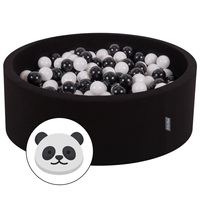 KiddyMoon Piscine à Balles ∅ 7Cm pour Bébé Rond Fabriqué En UE, Panda: noir/blanc, 90x30cm/200 balles