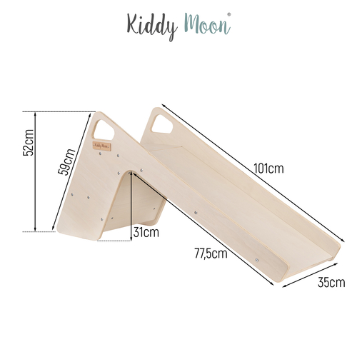 KiddyMoon Toboggan En Bois pour Enfants 2 en 1 Chaise Bébé, blanc, Grand