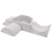 KiddyMoon Aire De Jeux en Mousse avec Quart Angulaire Piscine À Balles pour Bébé, gris clair: blanc/gris/rose poudré, Piscine (300 Balles) + Version 6