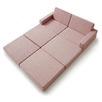 KiddyMoon Canapé Enfant en Mousse et Housse Teddy, Modulaire et Pliable, pour Jouer, Lire et se Détendre, rose, Canapés