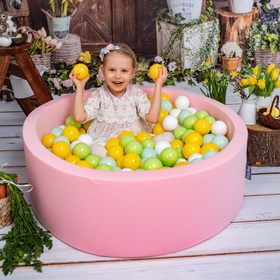 KiddyMoon Balles Colorées Plastique ∅7cm pour Piscine Enfant Bébé Fabriqué en EU, blanc/menthe/vert clair/jaune, 50 Balles/7cm